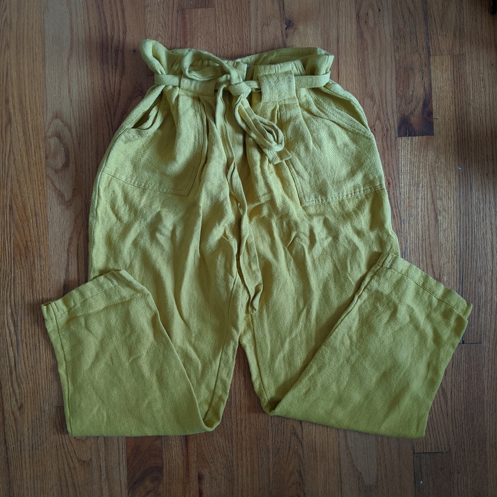 Anthropologie Yellow Paper Bag pants